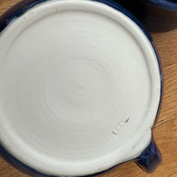 2 blue Pottery stoneware bowls